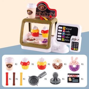 Kid Play House Game Kitchen Fast Food Restaurant Burger Fries Dessert Coffee Machine Cashier SetEducational Role Play Toys2026