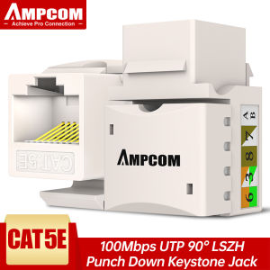 AMPCOM CAT5E Punch Down Keystone 5/10pcs CAT5e Keystone Jack Snap-in RJ45 Punch-Down CAT5E Keystone Module Adapter 100/1000 Mbps |UTP|Compatible with CAT.5e
