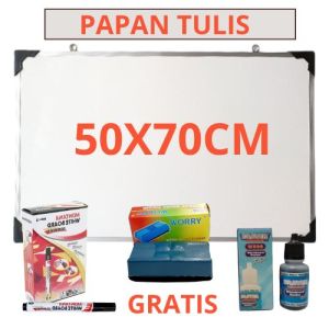 Paket Super Lengkap PAPAN TULIS Papan Tebal 50 X 70 CM Free Spidol + Refill (tinta) + Penghapus