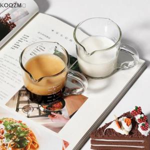 🔥🔥🔥 แก้วตวงเอสเปรสโซ่ขนาด70 75มล. ถ้วยแก้วตวงน้ำก๊อกคู่ด้ามจับทนความร้อนถ้วยไวน์นมกาแฟเหยือกใส