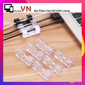 Bộ 20 Nẹp Dán Tường Cố Định Dây Điện Chống Rối Trong Suốt - Kẹp Giữ Dây Cáp Sạc Cố Định Nút Giữ Dây Điện (Có Keo Dán 3M)