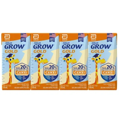 Sữa Abbott Grow Gold Bổ Sung Vitamin D DHA Tăng Trưởng Chiều Cao Cho Bé Hương Vani 180/110ml - Lốc 4 - Bibo Mart
