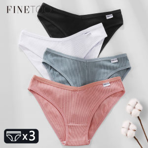 FINETOO M-4XL Quần lót bông của phụ nữ Đồ lót thắt lưng chữ V cộng với kích thước Quần lót dành cho quý cô Quần lót cạp thấp Quần lót thoải mái Đồ lót2026