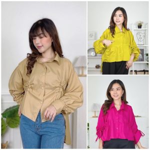 AliMaMa - SEORINA TOP - Pakaian Kemeja Wanita Perempuan Kekinian Shirt XXL Blouse Serut Murah Medan
