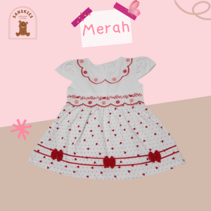 Dress Bayi Perempuan Bunga Aster Corak Love untuk Anak 6-18 Bulan Free Celana Dalam Bayi Murah Terjangkau / Dress Baby Gaun Bayi  Bahan Katun / Bisa COD Bayar di Tempat