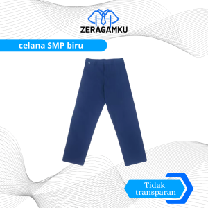ZERAGAMKU Seragam Sekolah Celana SMP Biru Panjang Bahan Elemen
