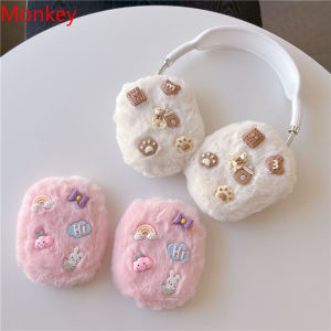 Cute Plush Luxury Rainbow Change Color Earphone Cases For Airpods Max Air Pods max Headphone Cover Accessories Protective Shell