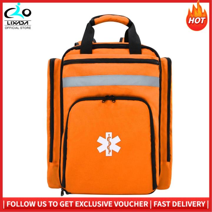 LIXADA First Aid Bag Multi-Pocket Empty Emergency Backpack First Responder Trauma Bag for Camping Hiking Traveling Vacation