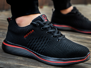 QINHUIZE Lightweight work safety shoes mens breathable anti-smashing anti-piercing steel toe cap safety protective work boots