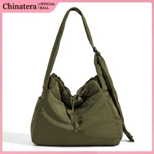 Practical Nylon Hobo Shoulder Bag for Women with Drawstring Closure Suitable for Travel and Casual Outings