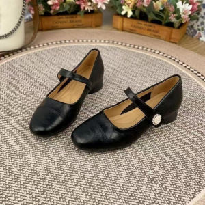 Free Shipping Retro Shoes 2026 Spring And Autumn New Collection: Square-Toe Shallow-Mouth Soft Leather Soft-Soled Fashionable Low-Heel Flats