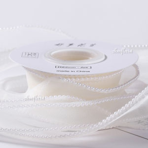 (4.5M) 4CM PEARL RIBBON Reben Riben Gift Satin fish tail Organza Flower Bouquet Roll Birthday Bunga Hadiah Hantaran Cake