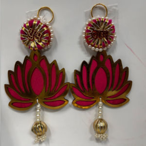 Traditional Handcrafted Lotus Shubh labh Wall Hanging Decoration  | Pink & Gold Beautiful Lotus with Attachable hooks | Door Entrance | Diwali and Festivals Decoration (Pack of 2 pcs)