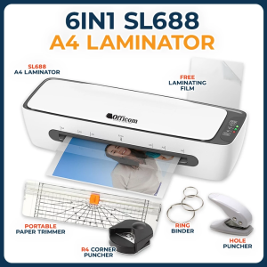 Officom SL688 5in1 Laminating machine Pro Plus Adaptable A4 Size Hot/Cold ABS for Documents Photos Cards and Photopaper