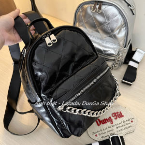 Balo đeo vai namnữ đều dùng được size 17.5 kiểu dáng chần ô phối dây xích nhất full màu