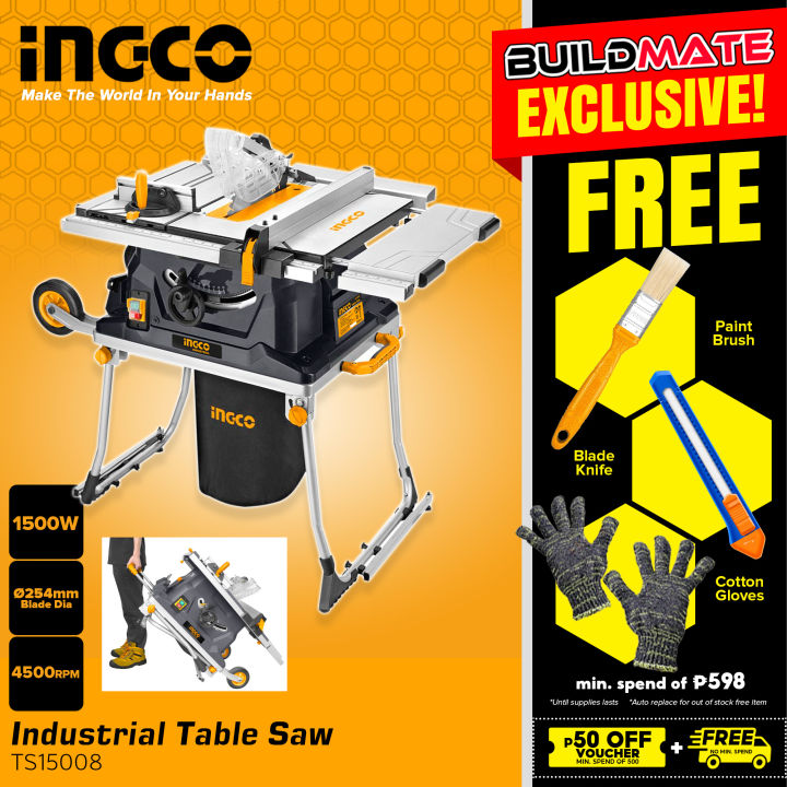 INGCO Heavy Duty Table Saw Industrial 1500W TS15008 •BUILDMATE• IPT
