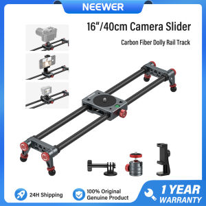 NEEWER 16"/40cm Carbon Fiber Camera Slider Action Camera Mount with Phone Clamp Dolly Rail Track with 360° Ball Head CSM1