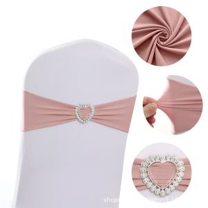 10Sets Chair Back Bow Ring No Tie Elastic Ribbon Reben Kerusi for Hotel Banquet Decoration