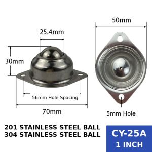 NALANILI 1Pcs CY-15A CY-25A Swivel Ball Caster Wheel Galvanized 304 Carbon Steel Roller Ball Transfer Unit Durable Nickel Plated Furniture Caster Wheel For Machinery Trolleys Furniture Tool Cabinets