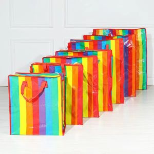 ถุงกระสอบ สายรุ้ง ส่งไว เบอร์ จัมโบ้ เนื้อหนาพิเศษ กระเป๋าสายรุ้ง ถุงทะเล กระเป๋าเดินทาง กระเป๋าย้ายบ้าน ถุงสายรุ้ง ความจุขนาดใหญ่ แบบพกพา