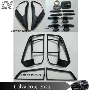 Paket Garnish Lampu Depan Belakang Cover Handle Outer Pintu Tank Cover Calya 2019-2024 Hitam Premium
