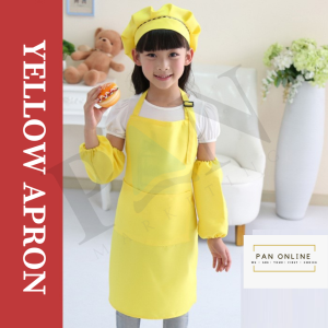 Full Kids Apron Set Children Appron For Kids Chef Hat Art Drawing Topi Epron Chef Kitchen Painting Baking Cooking Plain Kid Apron Kanak Kanak Fungsi Multi