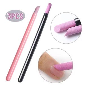 1/3PCS Nail Art Quartz Polishing Pen Nail Cuticle Remover Washable Dead Skin Pusher Trimmer Tools 