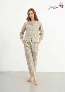 Bộ dài mặc nhà cổ sen viền ren JUBBIE - 40410