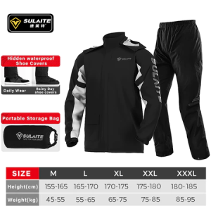 SG【READY STOCK】Reflective Cycling Raincoat with Detachable Hood and Adjustable TPU Fabric