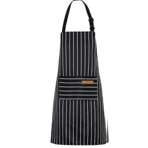 Striped Pattern Apron Adjustable Neck Strap with Two Pockets For Gardening Cooking Tasks Cleaning And Professional Use