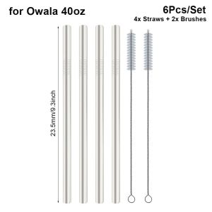 JUNOTERNEY 6Pcs/Set 10mm Stainless Steel Straw With Brush Reusable Water Bottle Straw Cup Replacement Straw for Owala 16oz 19oz 24oz 32oz 40oz