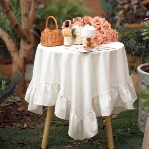 White Round Table Cloths Retro Farmhouse Washable Fabric Table Covers for Restaurant Kitchen Wedding Party Christmas Decorations2026
