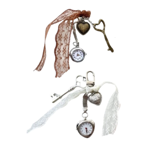 Heart Shaped Vintage Keychain With Miniature Pocket Watch Stylish Everyday Carry Charm