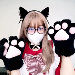 Halloween Cosplay Kitten Paw Shape Gloves Half Finger Mitten Cute Carnivals Outdoor Gloves Plush Gloves for Boys Girls