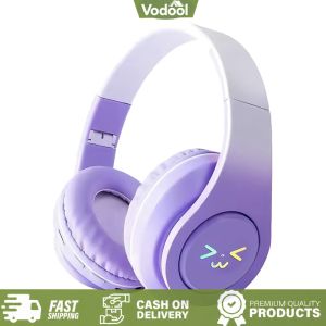 [VSC] Light-Up Wireless BT Headphones Rechargeable HiFi Stereo Gaming Earphones Gradient Color for Home Office School Outdoor Travel