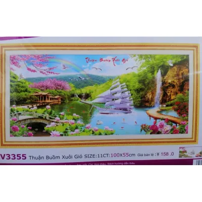 Tranh thêu chữ thập Thuận buồm xuôi gió LV3355 ngọc thịnh