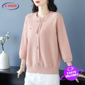Z-ONER Womens Sweater Seven-point Sleeve Knitted Sweater Pullover Blouse