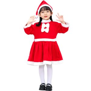 MAOMEI Dài Tay Trang phục hóa trang ông già Noel Lông cừu Mũ râu Quần Áo giáng sinh cho trẻ em Thời trang Trang điểm Quần áo hóa trang trẻ em Trẻ em