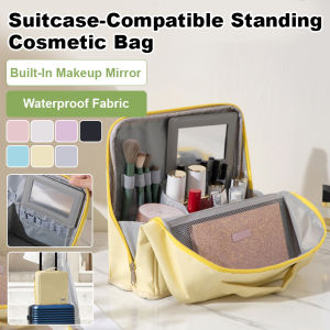 Waterproof Stand-Up Makeup Bag for Year-Round Travelers  Women  Adults  Moms  Makeup Lovers - Multi-Functional  Fits on Luggage