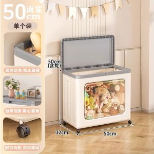 JJ.SG Foldable Storage Box Transparent Stackable Organizer With Wheels Large Household Clothing Storage Box