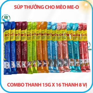 Súp thưởng cho mèo Me-O combo 10 (Thanh 15g )- vị mới và cũ Tăng cường hệ miễn dịch