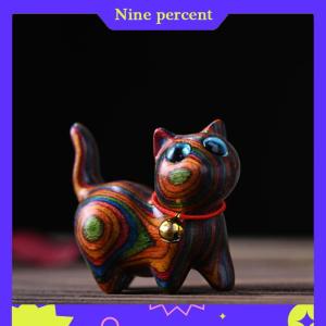 Nine percent Cầu Vồng Khắc Gỗ Mèo Điêu Khắc Mèo Đồ Trang Trí Dễ Thương Màu Gỗ Mèo Máy Tính Để Bàn Văn Phòng Phụ Kiện Trang Trí Nội Thất Quà Tặng Quà Lưu Niệm