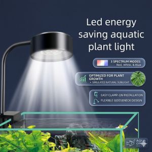 SG READY STOCK l USB 3 MODE OF CHANGING LIGHT 8W LED 90 Degree Bend Fish Tank Clip Lamp 8W Energy Saving LED Aquarium