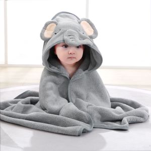 【Free Shipping】Childrens Hooded Towel Super Absorbent Coral Velvet Comfortable and Reassuring Baby Blanket Wrapping Bath Towel Newborn Sleeping Swaddling Bath