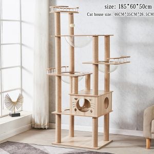 Large Cat Tree Condo Multi-Level Pet Cat Tree Tower House Bed Nest Cat Condo Wooden Post Large Cat Tree Toys