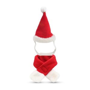Dress up Your Pet in Christmas Santa Hat and Scarf Set Cosplay Accessories Warm Headwear Cat Role Playing Accessories