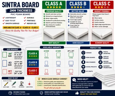 Sintra Board 3mm per pack (A4 Size with allowance or 2ft x 2ft -exact size)