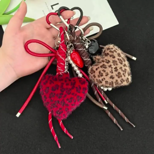 Thanh lịch hoa văn da báo Móc chìa khóa bông mịn Mặt dây chuyền dệt mềm dây túi xách trang trí quà tặng