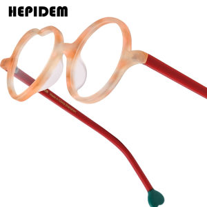 HEPIDEM đa Acetate gọng kính phụ nữ thương hiệu thiết kế tròn tim kính nam Nhật Bản handmade kính kính mắt cho mắt mỏng 9377