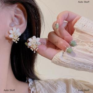[COD] Auto Stuff ต่างหูพู่ไข่มุกดอกไม้แฟชั่นสำหรับผู้หญิงเครื่องประดับงานแต่งงานเครื่องประดับงานปาร์ตี้